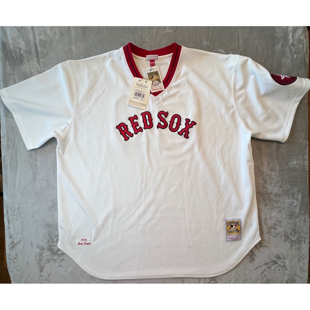 Mitchell & Ness Baseball Jersey Mens 5XL White Luis Tiant 1975 Boston Red SoxNWT